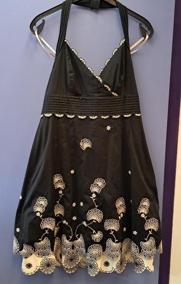 Karen Millen halter jurk zwart + ecru broderie mt 40 45674 beschikbaar voor biedingen