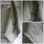 Stoere shabby linnen doek 45 x 45 cm.rendier*Pronck & Praal*, Huis en Inrichting, Woonaccessoires | Overige, Nieuw, Ophalen of Verzenden