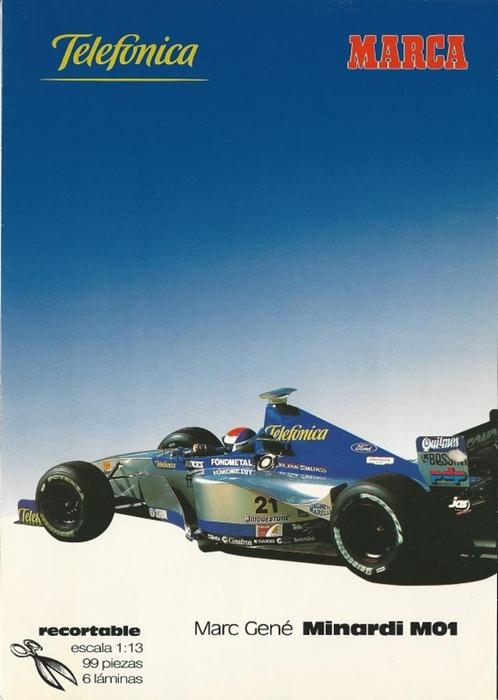 Minardi M01 Ford bouwplaat F1 auto Marc Gené Telefonica 1999, Hobby en Vrije tijd, Modelbouw | Auto's en Voertuigen, Zo goed als nieuw