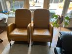 Oker gele leren stoelen, Huis en Inrichting, Fauteuils, Ophalen of Verzenden, Gebruikt