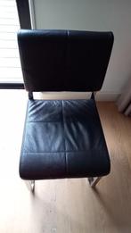 Leren eettafel stoelen  (x6), Huis en Inrichting, Stoelen, Ophalen, Gebruikt, Zwart, Metaal