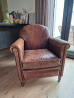 Leren clubfauteuil van schapenleer., Huis en Inrichting, Fauteuils, Ophalen, Gebruikt, Minder dan 75 cm, Leer
