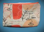 Toilettas linnen~Make-up tasje met rits~Oranje en rood, Ophalen of Verzenden, Zo goed als nieuw, Overige kleuren, Dame