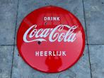 Origineel emaille reclame bord - Drink Coca Cola Heerlijk, Reclamebord, Gebruikt, Ophalen of Verzenden