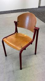 Set van 15 vintage retro schoolstoelen - bordeauxrode poten, Ophalen, Gebruikt, Vijf, Zes of meer stoelen, Rood