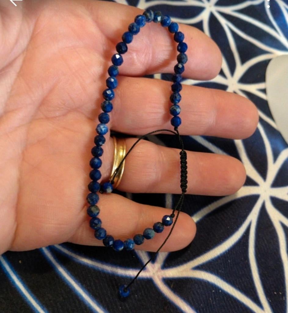 Verstelbaar armband met 4 mm facet geslepen Lapis Lazuli, Ophalen of Verzenden, Nieuw, Blauw, Overige materialen