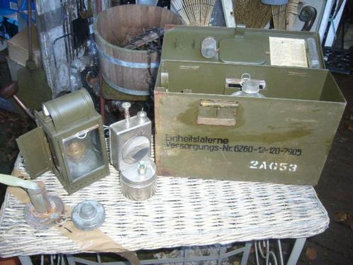 Carbidlamp seinlamp v olie kaars Lantaarn in koffer Veldfles, Verzamelen, Militaria | Algemeen, Landmacht, Nederland, Ophalen