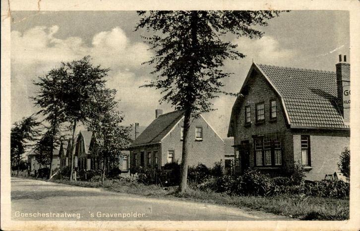 's Gravenpolder Goeschestraatweg (papierrest adreszijde, Verzamelen, Ansichtkaarten | Nederland, Gelopen, Zeeland, 1920 tot 1940