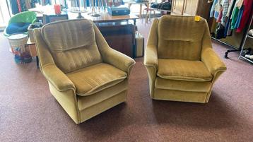 Vintage stoffen fauteuils 2 stuks 