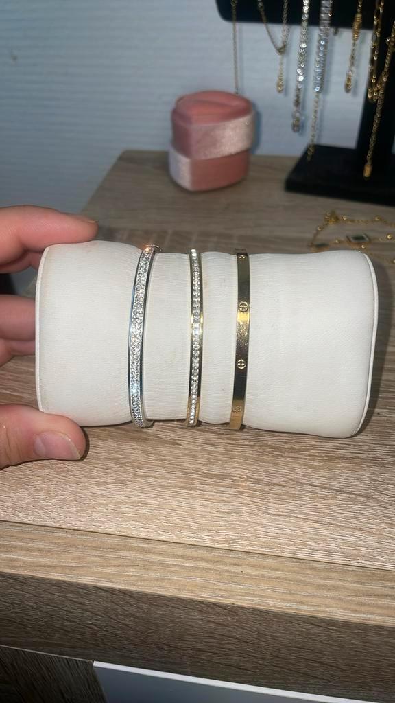 3 prachtige bangles, Sieraden, Tassen en Uiterlijk, Armbanden, Zo goed als nieuw, Staal, Zilver, Ophalen of Verzenden