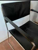 Vintage Arco Stoel - Zwart Leer & RVS, Huis en Inrichting, Stoelen, Ophalen, Gebruikt, Zwart, Leer