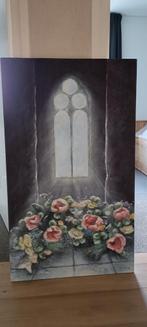 Schilderij met klassiek raam en bloemen, Antiek en Kunst, Ophalen