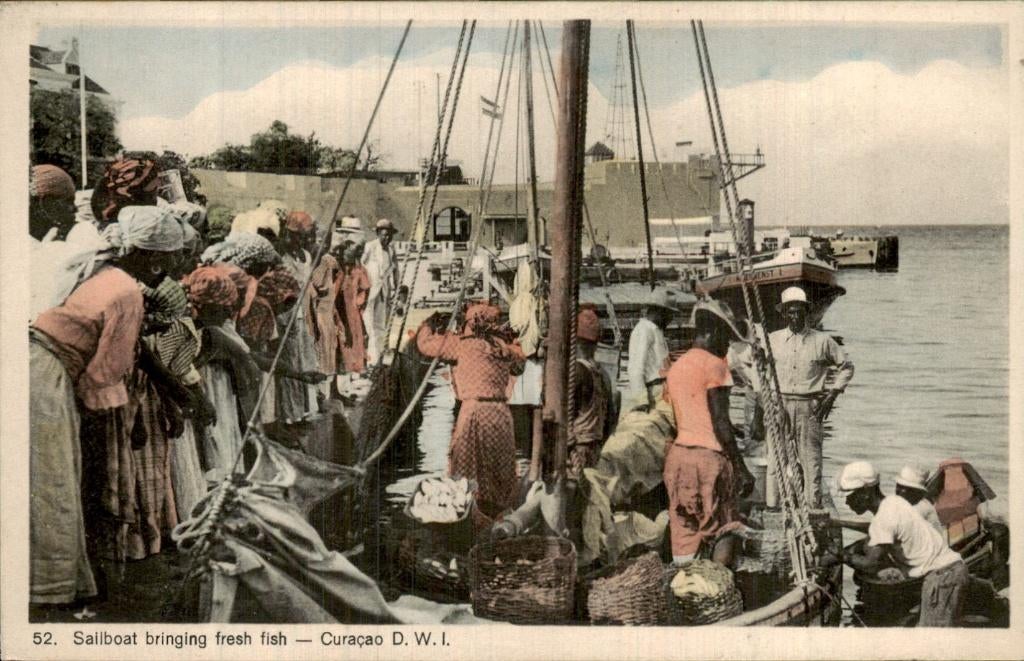Curaçao - Sailboat - bringing fresh fish, Ophalen of Verzenden, 1920 tot 1940, Ongelopen, Noord-Brabant