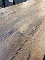 Massief eiken tafel 240100x76 – industrieel onderstel, Ophalen, 200 cm of meer, 50 tot 100 cm, Zo goed als nieuw