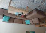 hoekbank bruin met chaise loungebank rechterzijde, Ophalen, Gebruikt, Hout