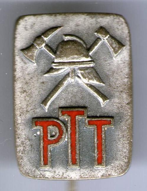 PTT brandweer zilverkleurig speldje ( E_517 ), Verzamelen, Speldjes, Pins en Buttons, Zo goed als nieuw, Speldje of Pin, Stad of Land