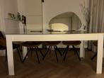 Eetafel met glasplaat, Huis en Inrichting, Tafels | Eettafels, Ophalen, 50 tot 100 cm, Zo goed als nieuw, Vijf personen of meer