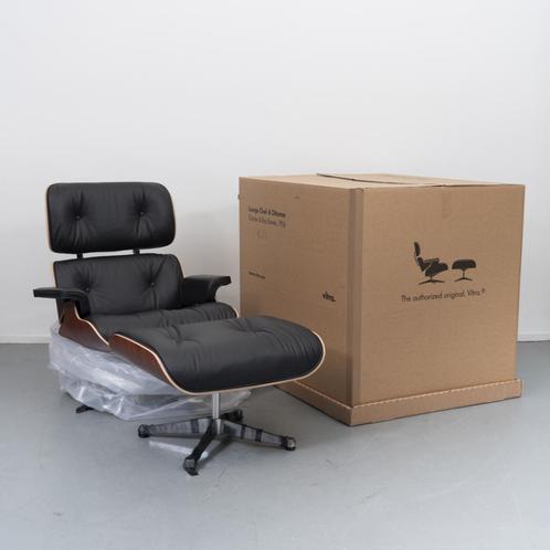 2x Vitra Eames Lounge Chair & Ottoman Palisander - Chroom, Huis en Inrichting, Fauteuils, Nieuw, Hout, Leer, Metaal, 75 tot 100 cm