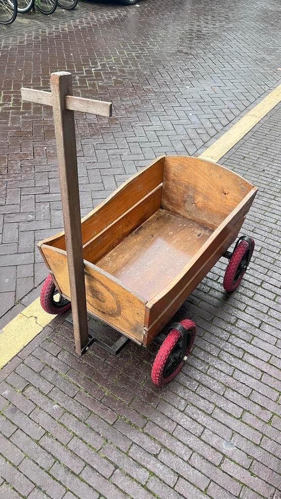 Houten bolderkar trekkar op luchtbanden, Caravans en Kamperen, Bolderkarren, Gebruikt, Ophalen