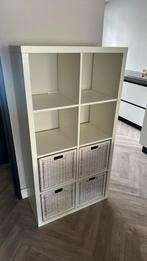 IKEA KALLAX kast wit – met 4 opbergmanden, Huis en Inrichting, Kasten | Wandmeubels, Ophalen of Verzenden, Zo goed als nieuw, 25 tot 50 cm