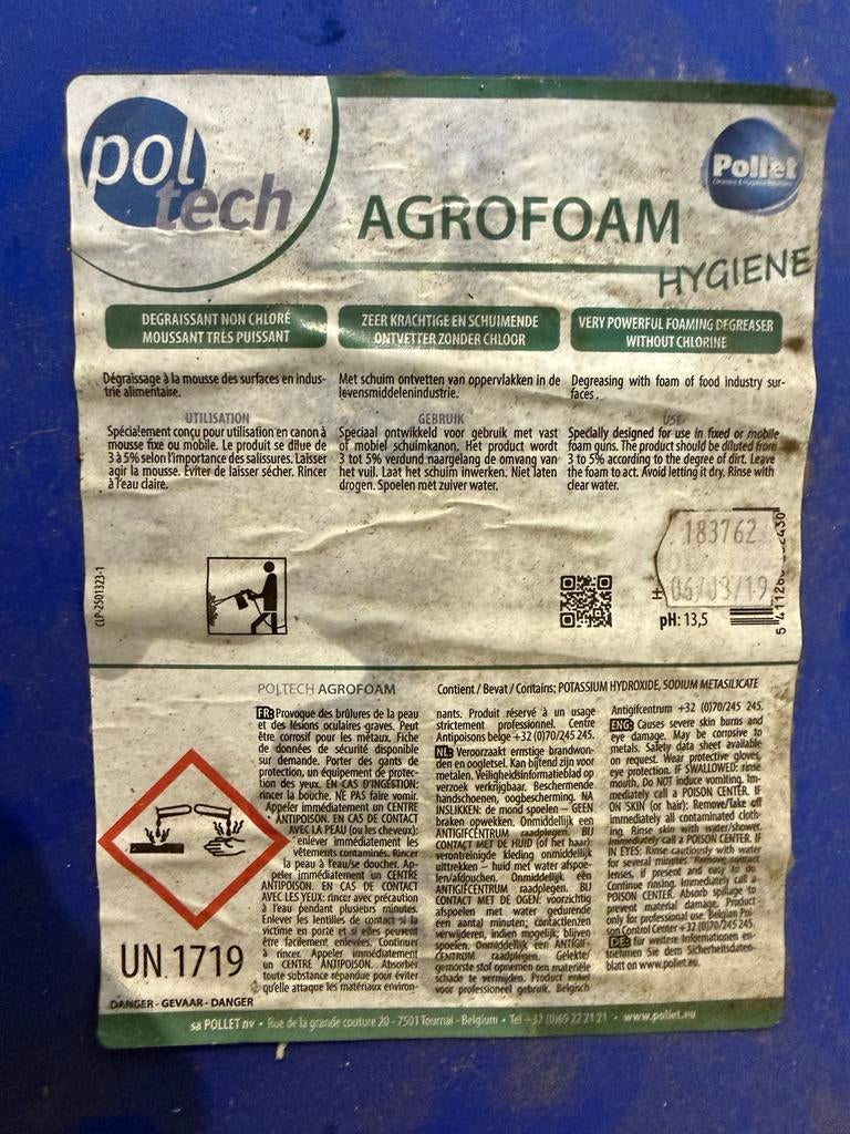 Agrofoam Ontvetter - 3 Vaten., Ophalen of Verzenden, Schoonmaakmiddel