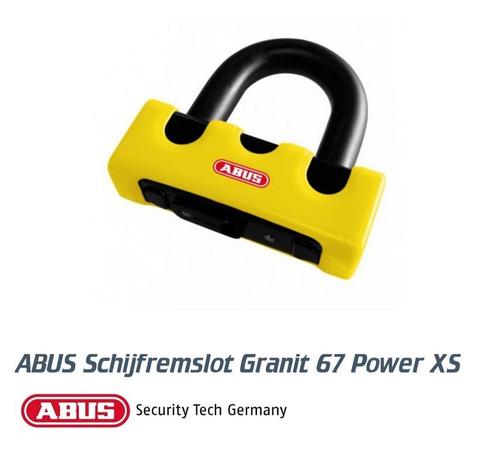 Abus granit power xs 67 yellow art4 schijfrem beugelslot, Motoren, Accessoires | Sloten, Nieuw, Ophalen of Verzenden