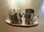 Rvs melk en suikerstelletje, Huis en Inrichting, Keuken | Servies, Overige materialen, Overige typen, Ophalen of Verzenden, Zo goed als nieuw