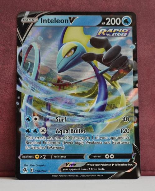 Inteleon V 078-264 Fusion Strike Pokémon Kaart, Hobby en Vrije tijd, Verzamelkaartspellen | Pokémon, Nieuw, Losse kaart, Verzenden