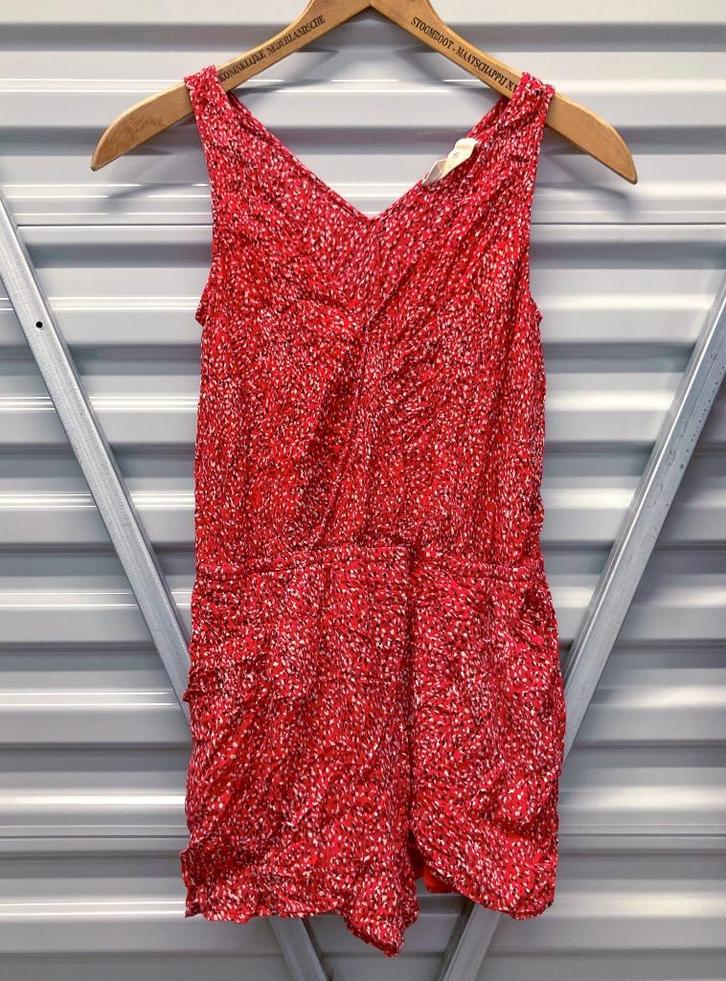 rode viscose playsuit - mt xs, Kleding | Dames, Jumpsuits, Zo goed als nieuw, Maat 34 (XS) of kleiner, Rood, Verzenden