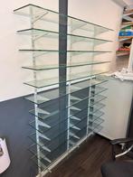 Rek met 14 glazen planken voor montage aan wand., Rek, Zo goed als nieuw, Rek, Cd's