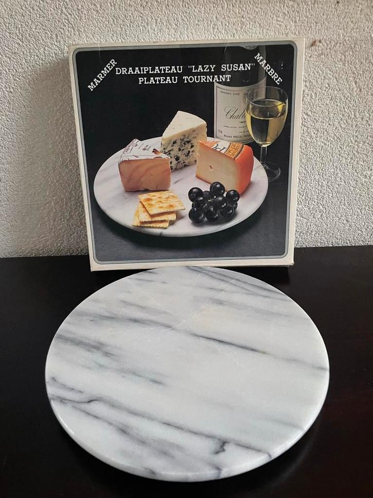Marmere Draaiplateau Lazy Susan, Huis en Inrichting, Woonaccessoires | Schalen en Manden, Zo goed als nieuw, Schaal, Rond, Steen of Aardewerk