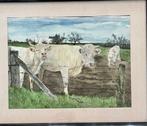 Aquarel Koeien in de wei, Antiek en Kunst, Ophalen of Verzenden