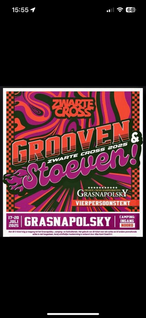 Zwarte cross kaarten grasnapolsky, Tickets en Kaartjes, Evenementen en Festivals, Drie personen of meer
