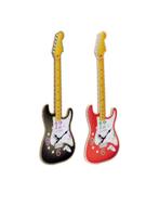 Guitaarvormige Bedrukte Klok, zwart, rood, hobby, muziek,, Ophalen of Verzenden, Nieuw