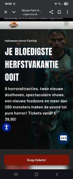 2 tickets halloween movie park Germany, Twee personen
