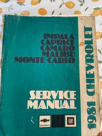 Chevrolet Service Manual 1981/impala/caprice/camaro/malibu/ beschikbaar voor biedingen