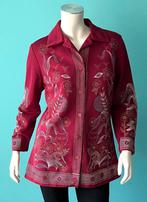 Vintage jaren 70 tuniek bordeaux met motief maat 42, Verzenden, Maat 42/44 (L), Vintage, Gedragen