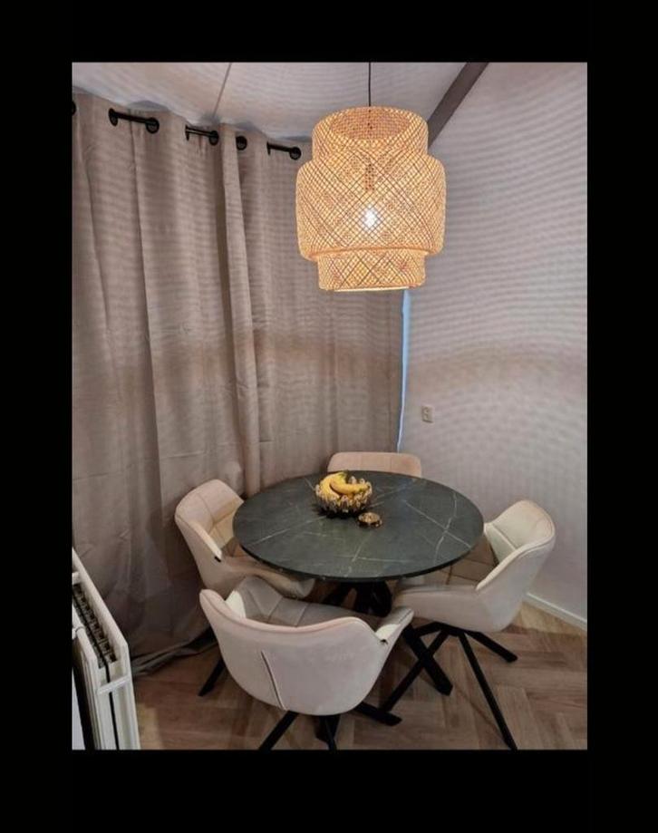 Eetkamer set, ronde tafel met 4 draaistoelen, Huis en Inrichting, Complete eetkamers, Zo goed als nieuw, 4 tot 6 stoelen, Ophalen