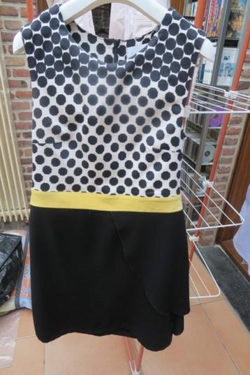 Kleedje polkadot zwart écru geel Amélie&Amelie  mt 38 beschikbaar voor biedingen
