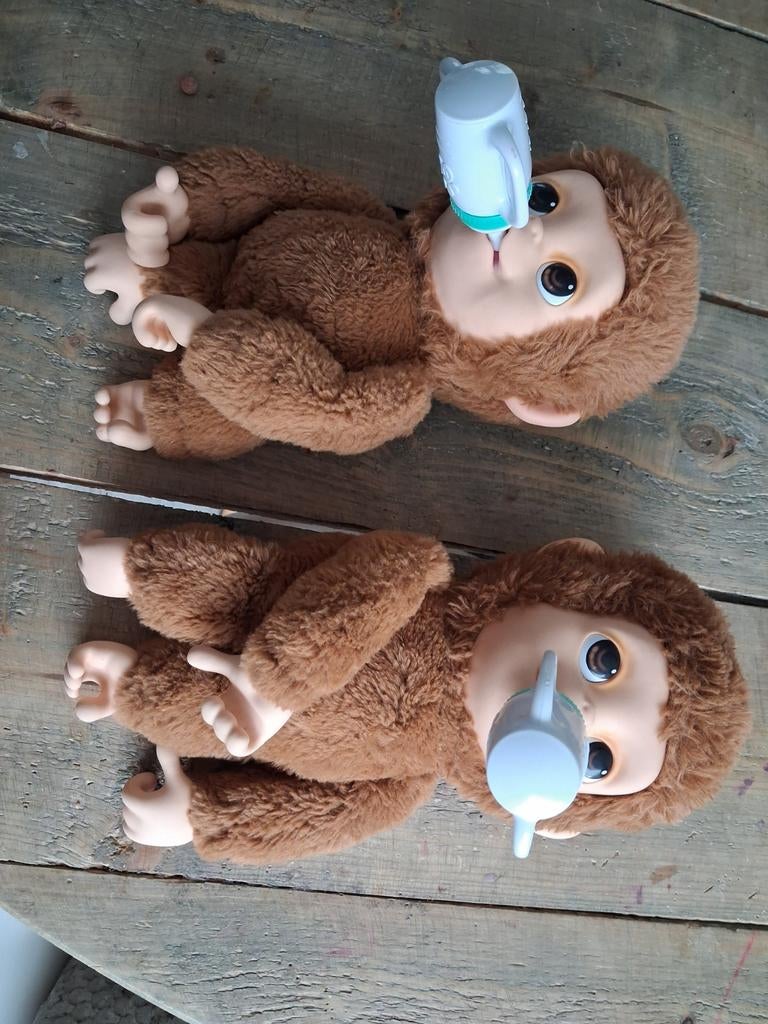 Interactieve aap met geluid en woorden, Kinderen en Baby's, Speelgoed | Knuffels en Pluche, Ophalen of Verzenden, Zo goed als nieuw