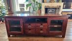 Mooie TV meubel, massief hout, Ophalen, Gebruikt, Glas, 150 tot 200 cm