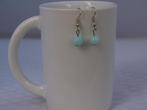 oorbellen van 8 mm kraal blauwe jade, Sieraden, Tassen en Uiterlijk, Oorbellen, Overige materialen, Hangers, Blauw, Nieuw