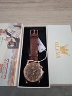Herenhorloge - Olevs - Bruin Leer, Sieraden, Tassen en Uiterlijk, Horloges | Heren, Overige merken, Overige materialen, Leer, Polshorloge