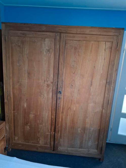 teak,groot,ruim,stoer,ongelakt, Huis en Inrichting, Kasten | Kledingkasten, Gebruikt, 25 tot 50 cm, Teakhout, Ophalen