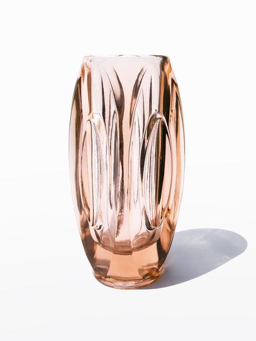 Vaas 'bullet' of 'Lens', zalmroze, Rudolf Schrotter voor Skl, Antiek en Kunst, Antiek | Glas en Kristal, Verzenden