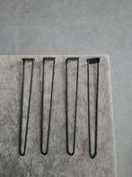 4 hairpin tafelpoten zwart, 50 tot 100 cm, Rond, Zo goed als nieuw, 50 tot 100 cm