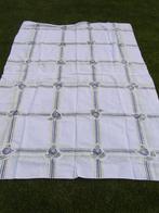 Vintage tafelkleed jaren 60    215  x  160    wit grijs geel, Huis en Inrichting, Tafelkleden, Ophalen of Verzenden, Zo goed als nieuw