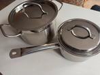 Mooie rvs pannen (inductie), Gebruikt, Pannenset, Ophalen of Verzenden, Rvs