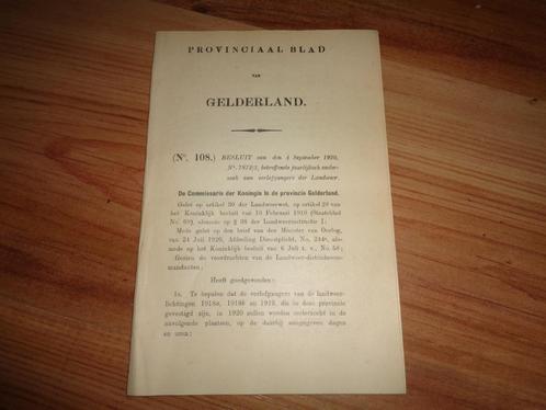 1920 verlofgangers landweer besluit Gelderland leger soldaat, Verzamelen, Militaria | Algemeen, Landmacht, Overige typen, Nederland