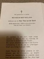 Wieland x vd Sandt 1910 Aalten 1985 Veurne (B) Den Bosch, Ophalen of Verzenden, Bidprentje